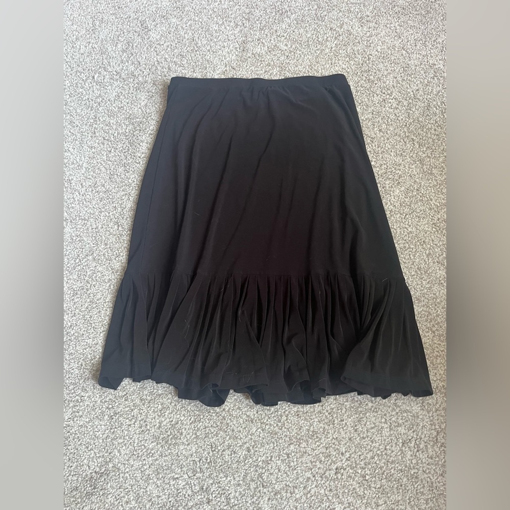 Notations Black Midi A-Line Skirt Ruched Casual